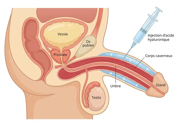 Schema penoplastie medicale par injection d acide hyaluronique
